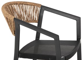 ΣΚΑΜΠΟ ΑΛΟΥΜΙΝΙΟΥ HM5892.15 ΜΕΣΑΙΟΥ ΥΨΟΥΣ RATTAN &amp; TEXTLINE ΜΑΥΡΟ ΜΠΕΖ 56,5x57x99,5Y (1 Τεμμάχια)