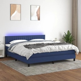 ΚΡΕΒΑΤΙ BOXSPRING ΜΕ ΣΤΡΩΜΑ &amp; LED ΜΠΛΕ 160X200 ΕΚ. ΥΦΑΣΜΑΤΙΝΟ 3133331