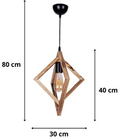 Φωτιστικό οροφής Tropea Megapap E27 ξύλινο μονόφωτο χρώμα φυσικό - καρυδί 40x30x80εκ.