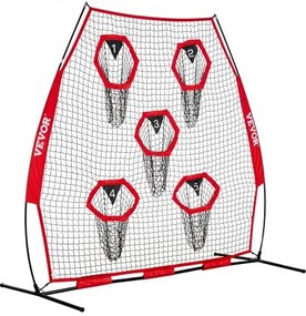 VEVOR 2133.6 x 2133.6mm Football Trainer Throwing Net, Training Throwing Target Practice Net with 5 Target Pockets, Knotless Net Includes Straps and Portable Carry Case, Improve QB Throwing Accuracy