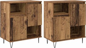 vidaXL Πλαϊνό γραφείο 2 pcs Παλιό ξύλο 60 x 35 x 70 cm