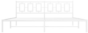 vidaXL Πλαίσιο Κρεβατιού με Κεφαλάρι Λευκό 200 x 200 εκ. Μεταλλικό