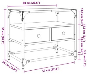 Έπιπλο Τηλεόρασης Γυάλ Επιφάνεια Sonoma Δρυς 60x35x51εκ Επ Ξύλο - Καφέ