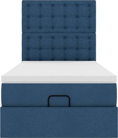vidaXL Οθωμανικό κρεβάτι με στρώμα μπλε 90x200cm ύφασμα