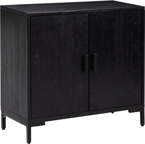 vidaXL Ντουλάπι Μαύρο 75 x 35 x 70 εκ. από Μασίφ Ξύλο Πεύκου