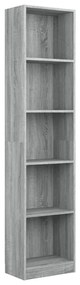 vidaXL Βιβλιοθήκη με 5 Ράφια Γκρι Sonoma 40x24x175 εκ. Επεξεργ. Ξύλο