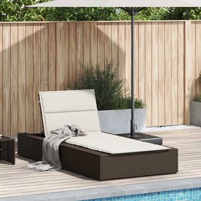 vidaXL Ξαπλώστρα με πλωτό μαξιλάρι Brown Poly Rattan