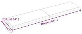 Πάγκος Μπάνιου Αν. Καφέ 180x40x(2-6) εκ. Επεξεργ. Μασίφ Ξύλο - Καφέ