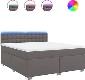 vidaXL Κρεβάτι Boxspring με Στρώμα Γκρι 180x200 εκ. Συνθετικό Δέρμα