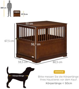 PawHut Κλουβί για σκύλους με κλειδαριά, ανυψωμένη βάση, Κλουβί μεταφοράς, 80,5 cm x 59,5 cm x 67,5 cm, Καφέ