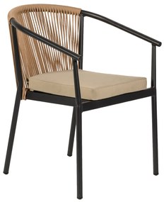 Πολυθρόνα Κήπου MANDRAKA Γκρι/Φυσικό Αλουμίνιο/Rattan 57x61x78cm - 14840024 - 14840024