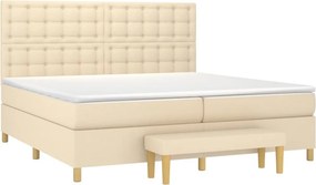 vidaXL Κρεβάτι Boxspring με Στρώμα Κρεμ 200x200 εκ. Υφασμάτινο