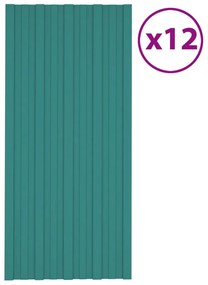 vidaXL Πάνελ Οροφής 12 τεμ. Πράσινα 100 x 45 εκ.από Γαλβανιζέ Ατσάλι