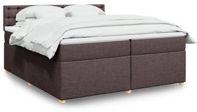 VidaXL Κρεβάτι Boxspring με Στρώμα Σκούρο Καφέ 200x200 εκ. Υφασμάτινο