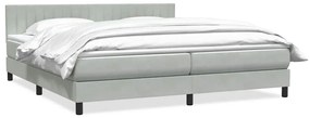 vidaXL Κρεβάτι Boxspring με Στρώμα Ανοιχτό Γκρι 180x210 εκ. Βελούδινο