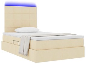 vidaXL LED Κρεβάτι αποθήκευσης με στρώμα Κρέμ 120 x 200 cm Ύφασμα