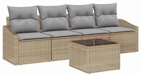 vidaXL Σετ Καναπέ Κήπου 5 pcs Μπεζ, Ανοιχτό Γκρι 55 x 55 x 37 εκ