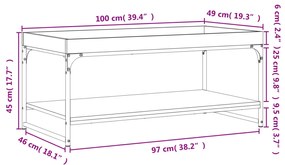 Τραπεζάκι Σαλονιού Μαύρο 100 x 49 x 45 εκ. από Επεξεργ. Ξύλο - Μαύρο