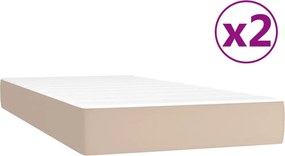 vidaXL Κρεβάτι Boxspring με Στρώμα Καπουτσίνο 200x200εκ.από Συνθ.Δέρμα