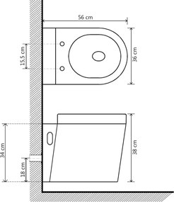 vidaXL Λεκάνη Τουαλέτας Επιτοίχια / Κρεμαστή Λευκή Κεραμική
