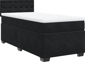 vidaXL Κρεβάτι Boxspring με Στρώμα Μαύρο 100x200 εκ. Βελούδινο