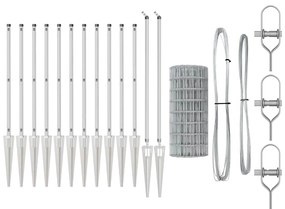 vidaXL Φράχτης με Στήλες. Ασημί 0.4 x 10 μ Ατσάλι