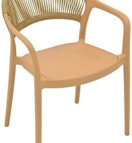 Καρέκλα - Πολυθρόνα Ankara στοιβαζόμενη pp cappuccino - μπεζ rattan 57x48x80 εκ. 57x48x80 εκ.