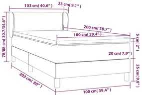 vidaXL Κρεβάτι Boxspring με Στρώμα Γκρι 100x200εκ. από Συνθετικό Δέρμα