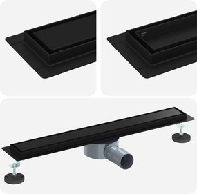 vidaXL Σιφόνι ντους 2-σε-1 με 360° σιφόνι Μαύρο 60 cm