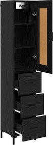 vidaXL Highboard Μαύρη Οξυά 34,5 x 34 x 180 εκ. Επεξεργασμένο Ξύλο