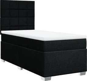 vidaXL Κρεβάτι Boxspring με Στρώμα Μαύρο 100 x 200 εκ. Υφασμάτινο