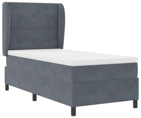 vidaXL Κρεβάτι με Στρώμα Ανάτασης Σκούρο Γκρι 90x200 εκ. Βελούδο