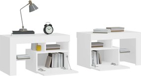 vidaXL Κομοδίνα 2 τεμ. με LED Λευκό 70 x 36,5 x 40 εκ.