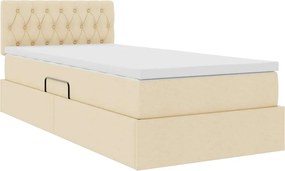vidaXL Κρεβάτι με αποθηκευτικό χώρο και στρώμα Κρέμ 100 x 200 cm