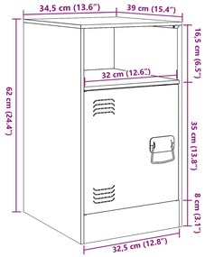 Κομοδίνα 2 τεμ. Μουσταρδί 34,5x39x62 εκ. από Χάλυβα - Κίτρινο