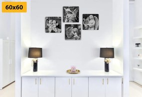 Σετ εικόνων παραδεισένιο δωμάτιο σε μαύρο & άσπρο - 4x 60x60