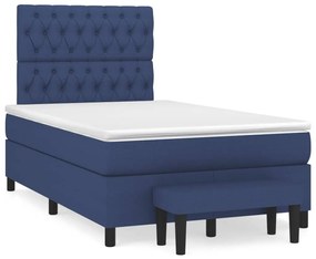 Κρεβάτι Boxspring με Στρώμα Μπλε 120x190 εκ. Υφασμάτινο