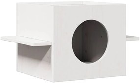 vidaXL σπιτάκι για γάτες λευκό 51x35x30 cm από μασίφ ξύλο πεύκο