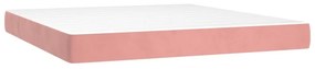 vidaXL Κρεβάτι Boxspring με Στρώμα &amp; LED Ροζ 180x200 εκ. Βελούδινο