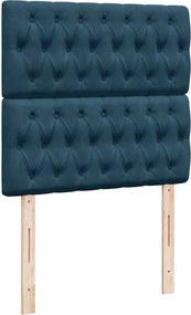 vidaXL Κρεβάτι Boxspring με Στρώμα Μπλε 90x190 εκ. Βελούδινο