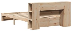 vidaXL Κρεβάτι Βιβλιοθήκη Χωρίς Στρώμα 150x200 εκ Μασίφ Ξύλο Πεύκου