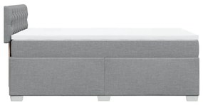 vidaXL Κρεβάτι Boxspring με Στρώμα Ανοιχτό Γκρι 100x200 εκ. Υφασμάτινο