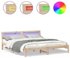 vidaXL Σκελετός Κρεβατιού με φώτα λωρίδας LED Καφέ 200 x 200 cm