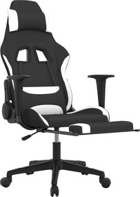 vidaXL Καρέκλα Gaming Μαύρο/Λευκό Ύφασμα με Υποπόδιο