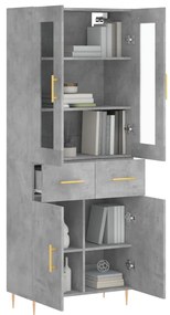 vidaXL Ντουλάπι Γκρι Σκυροδέματος 69,5x34x180 εκ. Επεξεργασμένο Ξύλο