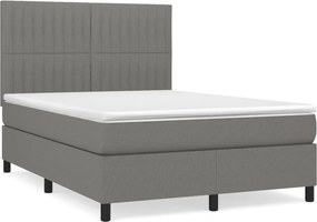 vidaXL Κρεβάτι Boxspring με Στρώμα Σκούρο Γκρι 140x200 εκ Υφασμάτινο