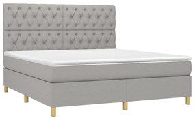 Κρεβάτι Boxspring με Στρώμα &amp; LED Αν.Γκρι 160x200εκ. Υφασμάτινο - Γκρι