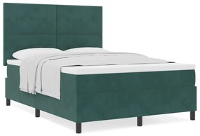 vidaXL Κρεβάτι με Στρώμα σε Σκούρο Πράσινο 140x200 εκ Βελούδο
