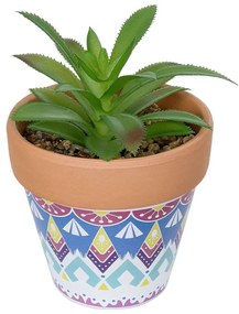 Τεχνητό Φυτό Σε Κασπώ Aloe 21040 Φ9x14cm Multi GloboStar Πηλός,Πολυαιθυλένιο