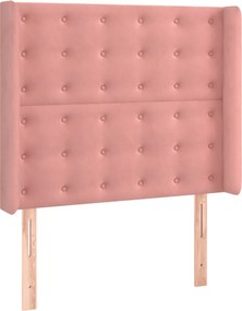 vidaXL Κρεβάτι Boxspring με Στρώμα &amp; LED Ροζ 100x200 εκ. Βελούδινο